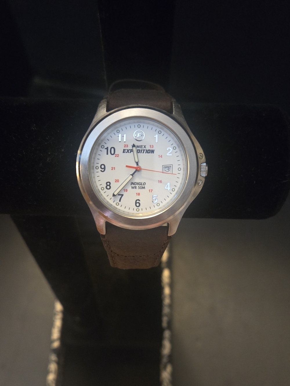 Timex Expedition Men’s White Dial Brown Leather Strap Watch
